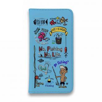 【手帳型ベルトなし】【Stick Case】【釣りざんまい】釣りが好きなんです_カラフルスカイブルー