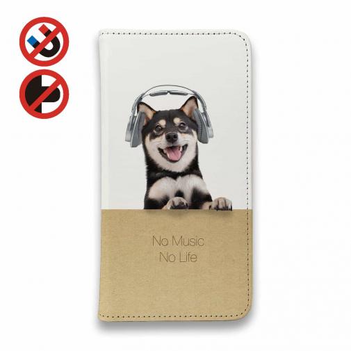 【手帳型ベルトなし】【Stick Case】黒柴だってNo Music No Life