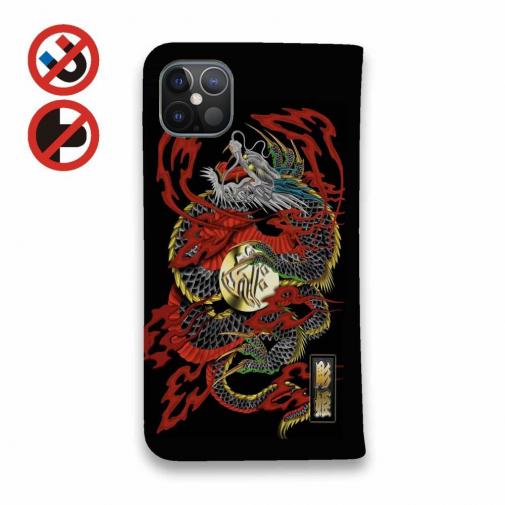 【彫姫】【手帳型ベルトなし】【Stick Case】龍　和彫りデザイン