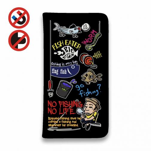 【手帳型ベルトなし】【Stick Case】【釣りざんまい】 釣り好きですがなにか?_カラフルブラック