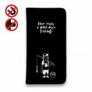 【手帳型ベルトなし】【Stick Case】【釣りざんまい】 一日釣りを楽しむアングラー_ブラック