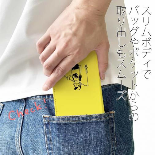 【手帳型ベルトなし】【Stick Case】【釣りざんまい】 一日釣りを楽しむアングラー_イエロー