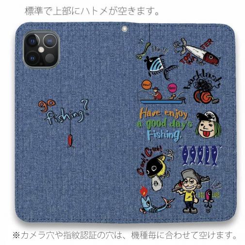 【手帳型ベルトなし】【Stick Case】【釣りざんまい】魚釣りに出かけよう!_カラフルデニム風