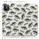 【手帳型ベルトなし】【Stick Case】【釣りざんまい】ドット絵のブラックバスがいっぱい_カラフルホワイト