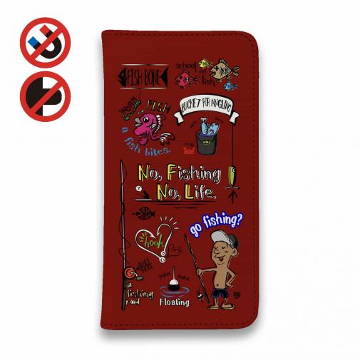 【手帳型ベルトなし】【Stick Case】【釣りざんまい】釣りが好きなんです_カラフルレッド