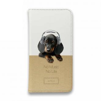 【手帳型ベルトなし】【Stick Case】ダックスフンドだってNo Music No Life