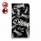 【手帳型ベルトなし】【Stick Case】ボーン・フィッシュ　ブラック