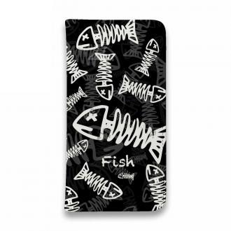 【手帳型ベルトなし】【Stick Case】ボーン・フィッシュ　ブラック