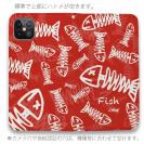 【手帳型ベルトなし】【Stick Case】ボーン・フィッシュ　レッド