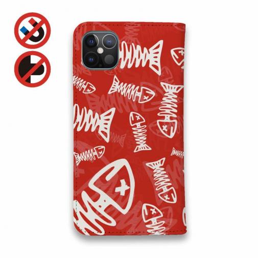 【手帳型ベルトなし】【Stick Case】ボーン・フィッシュ　レッド