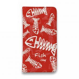 【手帳型ベルトなし】【Stick Case】ボーン・フィッシュ　レッド