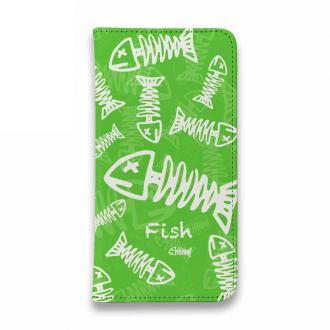 【手帳型ベルトなし】【Stick Case】ボーン・フィッシュ　グリーン