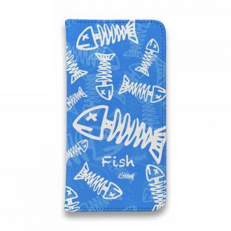 【手帳型ベルトなし】【Stick Case】ボーン・フィッシュ　ブルー