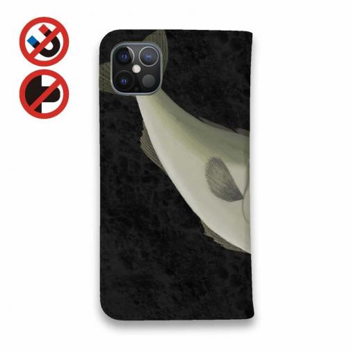 【手帳型ベルトなし】【Stick Case】【佐藤ケロ子】シーバスの食欲　ブラック