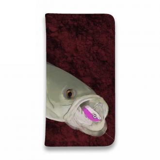 【手帳型ベルトなし】【Stick Case】【佐藤ケロ子】シーバスの食欲　バイオレンスレッド