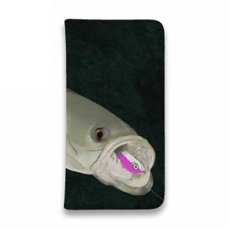 【手帳型ベルトなし】【Stick Case】【佐藤ケロ子】シーバスの食欲　ダークグリーン