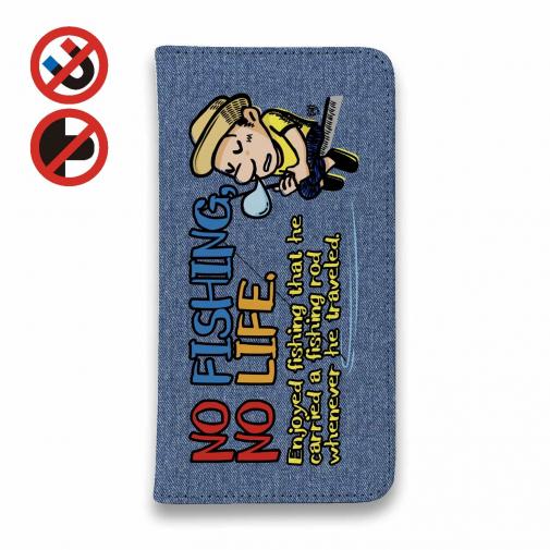 【手帳型ベルトなし】【Stick Case】【釣りざんまい】ついついウトウトしちゃった釣り人_カラフルデニム風