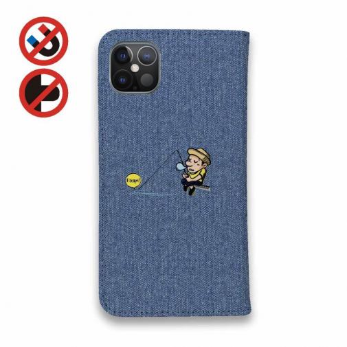 【手帳型ベルトなし】【Stick Case】【釣りざんまい】ついついウトウトしちゃった釣り人_カラフルデニム風