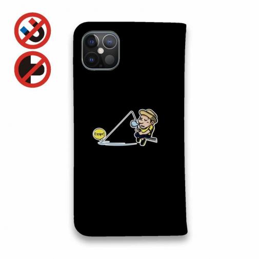 【手帳型ベルトなし】【Stick Case】【釣りざんまい】ついついウトウトしちゃった釣り人_カラフルブラック