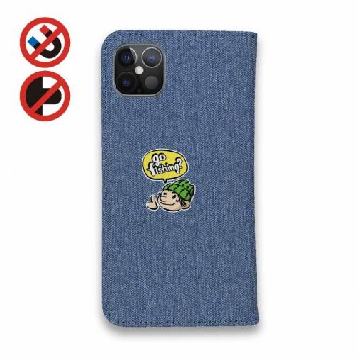 【手帳型ベルトなし】【Stick Case】【釣りざんまい】ゴムボートアングラー_カラフルデニム風