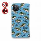 【手帳型ベルトなし】【Stick Case】【釣りざんまい】ドット絵のブラックバスがいっぱい_カラフルスカイブルー