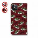 【手帳型ベルトなし】【Stick Case】【釣りざんまい】ドット絵のブラックバスがいっぱい_カラフルレッド