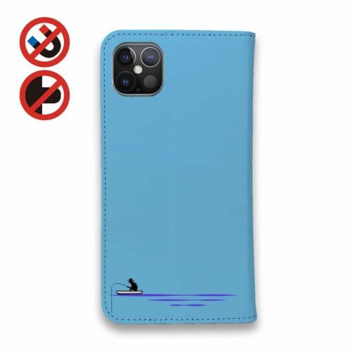 【手帳型ベルトなし】【Stick Case】【釣りざんまい】釣り好きですがなにか?_カラフルスカイブルー