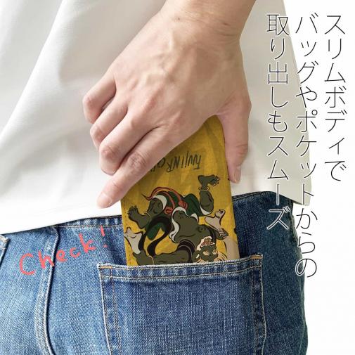 【手帳型ベルトなし】【Stick Case】風神雷神