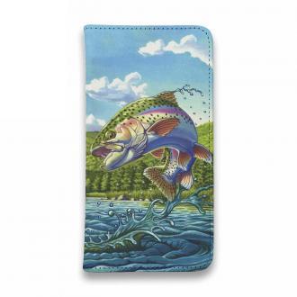 【八百板浩司】【手帳型ベルトなし】【Stick Case】Leaping Rainbow レインボートラウト