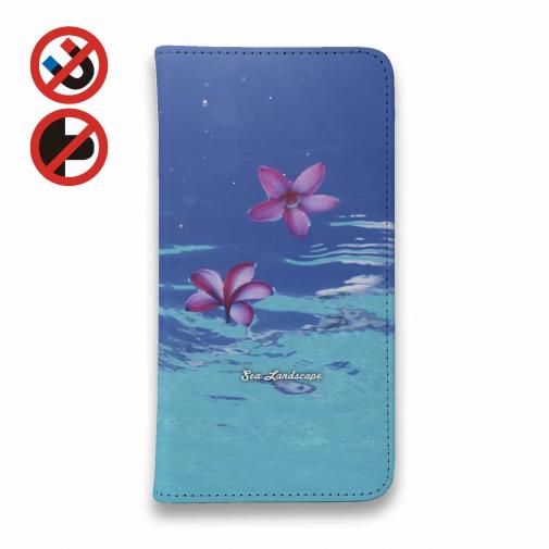 【手帳型ベルトなし】【Stick Case】海の風景　海面に花