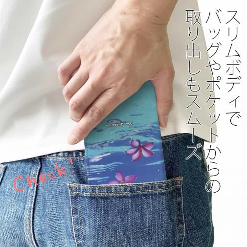 【手帳型ベルトなし】【Stick Case】海の風景　海面に花