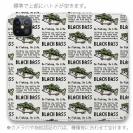 【手帳型ベルトなし】【Stick Case】【釣りざんまい】ドット絵のブラックバス_英字新聞風ホワイト