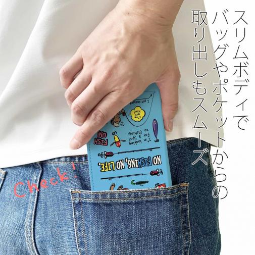 【手帳型ベルトなし】【Stick Case】【釣りざんまい】釣りに行きませんか?_カラフルスカイブルー