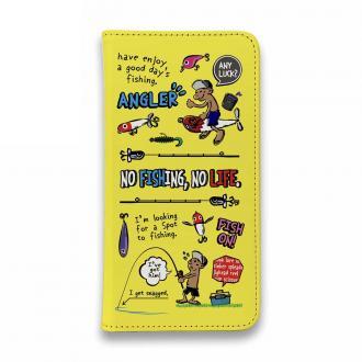 【手帳型ベルトなし】【Stick Case】【釣りざんまい】釣りに行きませんか?_カラフルイエロー