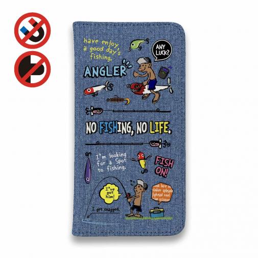 【手帳型ベルトなし】【Stick Case】【釣りざんまい】釣りに行きませんか?_カラフルデニム風