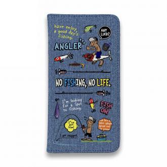 【手帳型ベルトなし】【Stick Case】【釣りざんまい】釣りに行きませんか?_カラフルデニム風