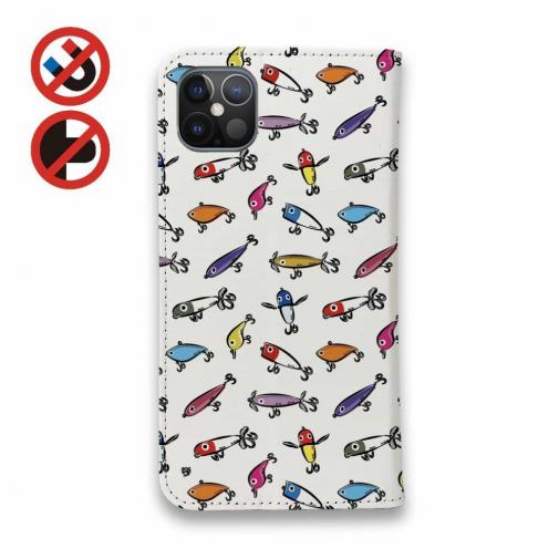 【手帳型ベルトなし】【Stick Case】【釣りざんまい】ルアーコレクション_カラフルホワイト