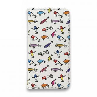 【手帳型ベルトなし】【Stick Case】【釣りざんまい】ルアーコレクション_カラフルホワイト