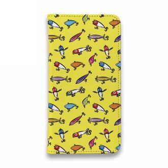 【手帳型ベルトなし】【Stick Case】【釣りざんまい】ルアーコレクション_カラフルイエロー