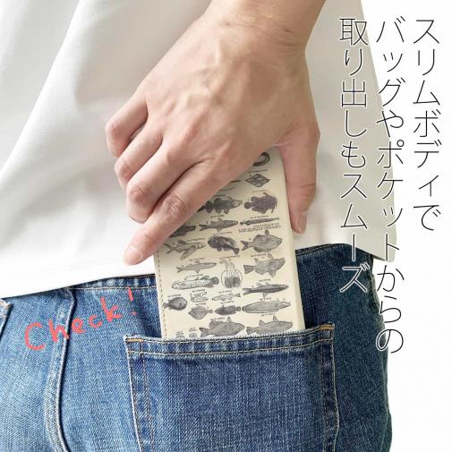 【手帳型ベルトなし】【Stick Case】魚図鑑　1890年版