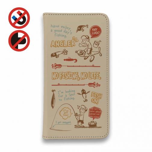 【手帳型ベルトなし】【Stick Case】【釣りざんまい】釣りに行きませんか?_レトロ