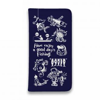 【手帳型ベルトなし】【Stick Case】【釣りざんまい】魚釣りに出かけよう!_ネイビー