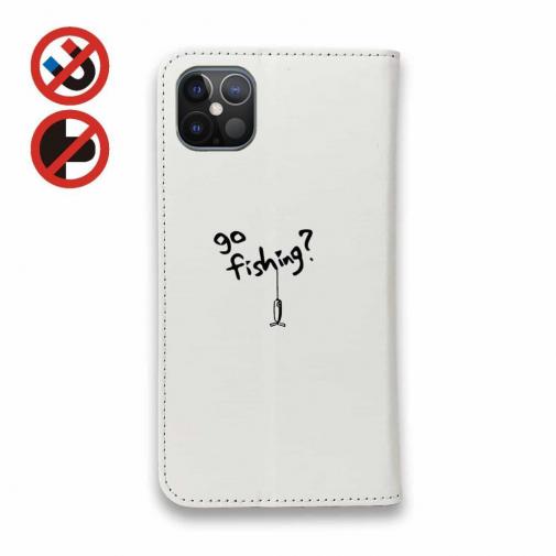 【手帳型ベルトなし】【Stick Case】【釣りざんまい】魚釣りに出かけよう!_ホワイト