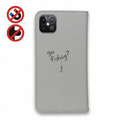 【手帳型ベルトなし】【Stick Case】【釣りざんまい】魚釣りに出かけよう!_グレー