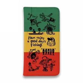 【手帳型ベルトなし】【Stick Case】【釣りざんまい】魚釣りに出かけよう!_ラスタカラー