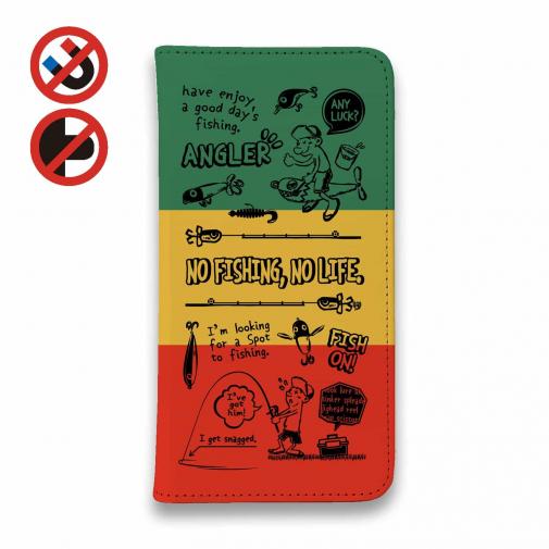 【手帳型ベルトなし】【Stick Case】【釣りざんまい】釣りに行きませんか?_ラスタカラー