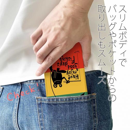 【手帳型ベルトなし】【Stick Case】【釣りざんまい】カエルが釣りをするでケロ_カラフルラスタカラー