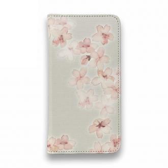【手帳型ベルトなし】【Stick Case】水彩風サクラ