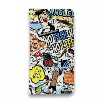 【手帳型ベルトなし】【Stick Case】【釣りざんまい】爆釣アーティスティック_ホワイト