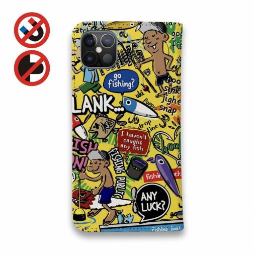 【手帳型ベルトなし】【Stick Case】【釣りざんまい】爆釣アーティスティック_イエロー